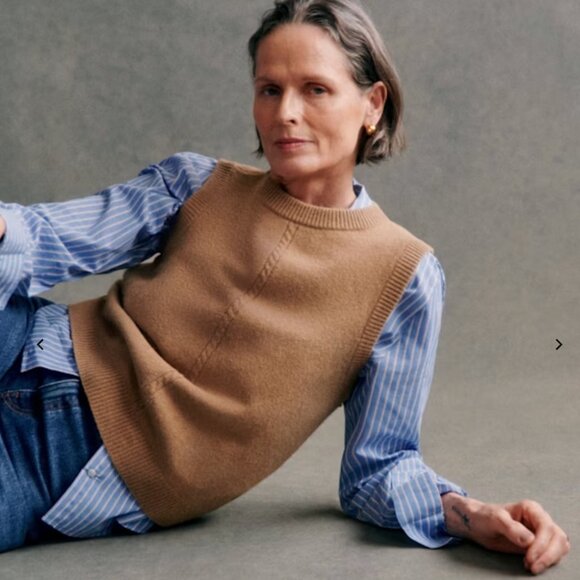 Sezane 100% Yak Wool Sweater Vest Tomi Jumper, Camel - Picture 3 of 9